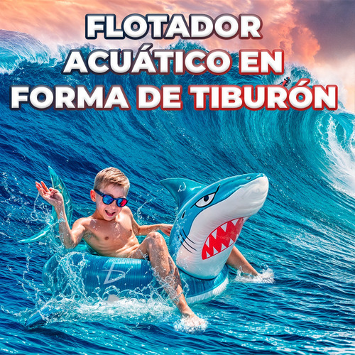 Flotador Inflable En Forma De Tiburón Con Diseño Divertido Color Azul Ele-Gate