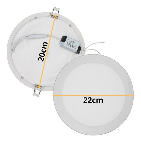 10 Lamparas De Empotrar Led Redondo 18w Plafon Luz Blanca Estructura Blanco