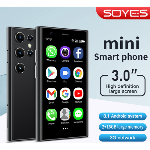 Mini Phone Hiking Mini S23 3g 2gb Ram + 16gb Rom Black Dual Sim Android 8.1 Cámara Frontal De 0.3 Mp