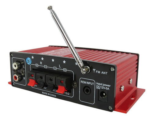 Mini Modulo Amplificador Kinter Ma-120 2 Canais C/ Fonte 12v Vermelho