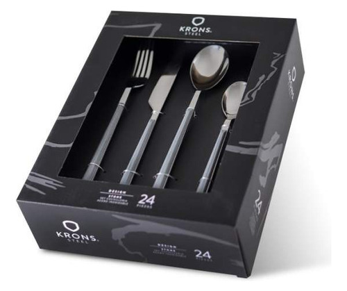 Set De Cubiertos X24 Piezas Stone Krons Acero Inox 