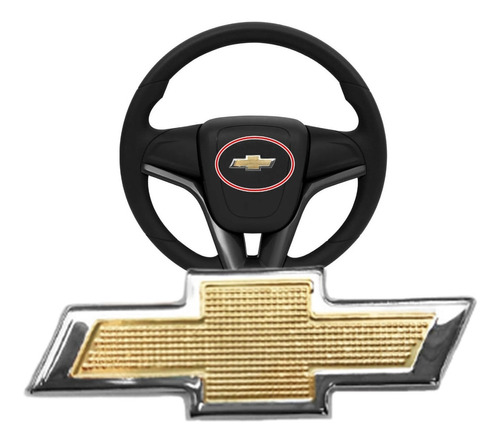 Emblema Logo Gm P/ Volante Gravata Dourada Spin Onix Prisma