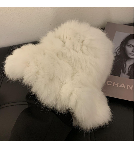 Gorro De Piel De Conejo Grueso Y Cálido Para Mujer, Estilo O