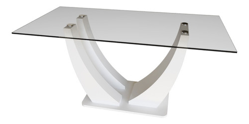 Mesa Comedor, Base Laqueada Tapa Vidrio 1.60 X 0,90 Taurina