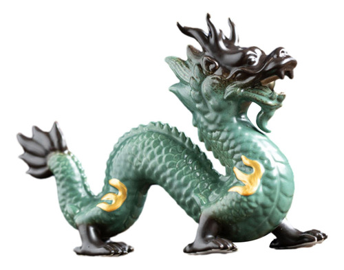 Estatua De Dragón De Porcelana Tradicional China, Fen Chino
