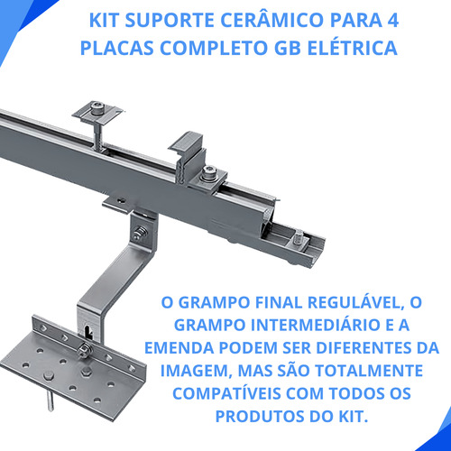 Kit Suporte Cerâmico Para 8 Placas Com Perfil / Trilho