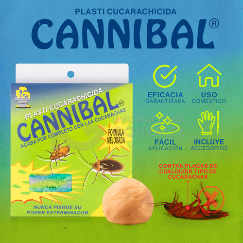 Kit 10 Mata Cucarachas Cannibal® Veneno Original Con Holograma De Autenticidad Exterminador Ecológico Con 10 Piezas De 80g. + Guante Y Aplicador