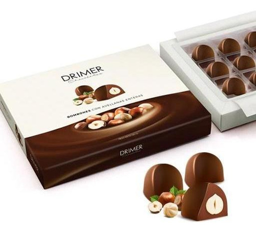 Drimer Caja De 12 Bombones Chocolate Con Avellanas Enteras