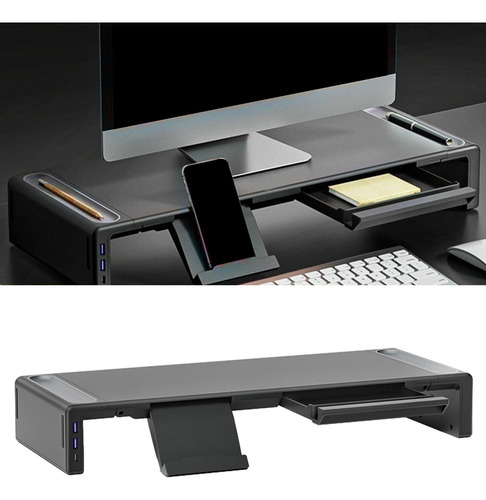 Soporte Para Monitor Riser Soporte Interfaz Usb Negra