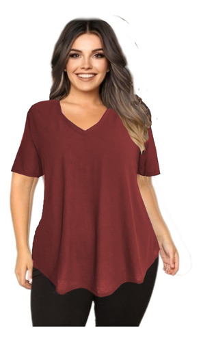 Remera Mujer Algodón Campana Escote V Talles 3-4-5-6-7