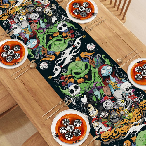 Camino De Mesa Linen Nightmare Before Christmas Para Hall...