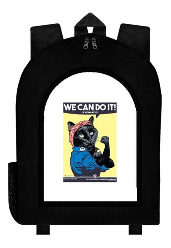 Mochila Negra Gatos A98