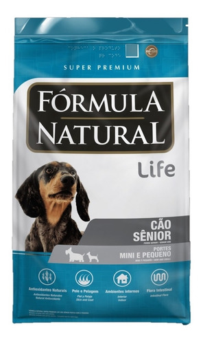 Ração Cães Sênior Mini Pequenos Life 7kg Fórmula Natural
