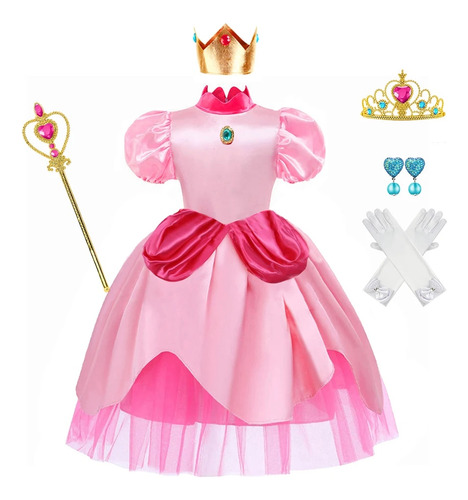 Vestido De Princesa Color Melocotón Para Niña  Disfraz De Ac