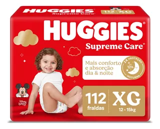 Huggies fralda descartável Supreme Care XG 112 fraldas