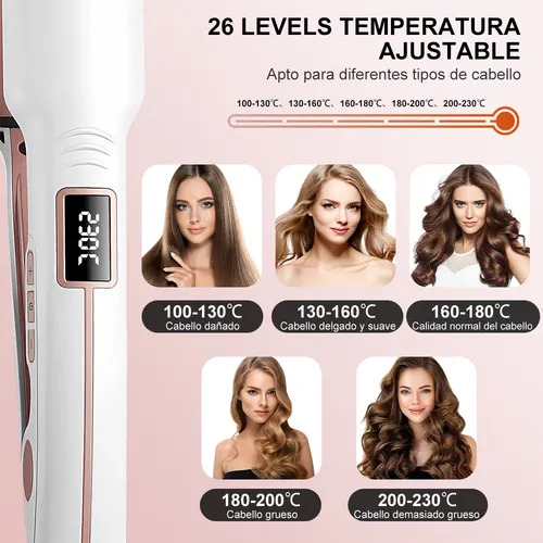 Operacion® Plancha Para Cabello Infrarrojos Cerámica Plancha Panel de 2,2 pulgadas con 26 tipos de temperatura y bloqueo fijo con cable de 360° Plana Para Cabello Plancha