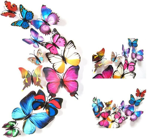 Mariposas 3d Adhesivas Para Decoracion, Manualidades 12u. -c