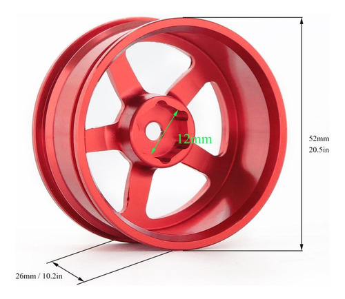 4 Unids/set 1/10 Rc Llanta De Coche Para 1/10 Hsp Hpi Rojo
