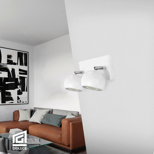 Imagen 4 de 9 de Aplique Pared Baño 2 Luces Bocha Led Moderno Blanco Negro