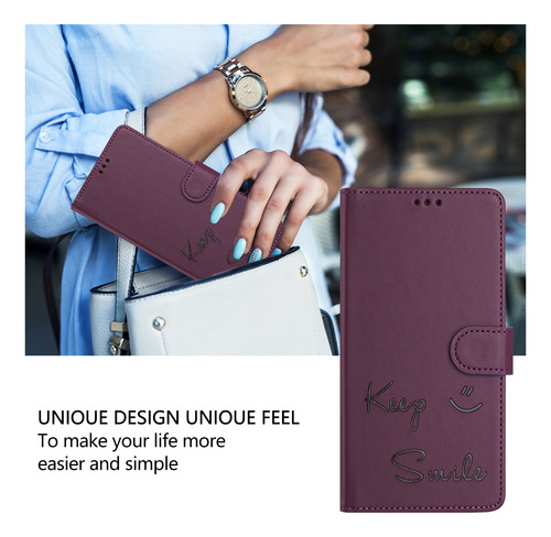 Funda De Piel Con Forma De Cara Sonriente Para Cubot Note 40/p50/a10/a20/a30/max 5, Cierre Magnético, Ranuras Para Tarjetas, Cartera