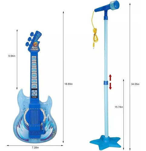 Set Guitarra Micrófono Pedestal Para Niños Conexión Móvil