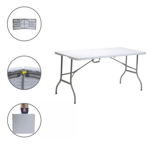 Mesa Dobrável 152 X 70cm Vira Maleta Com Alça - Duratec