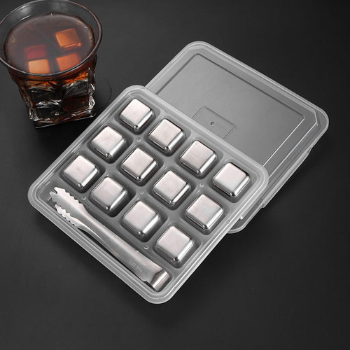 New,. Cubos De Hielo De Acero Inoxidable, Cubo 12 Plata Con