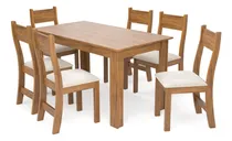 Comprar Juego De Comedor 6 Sillas Mesa Mesa Rectangular Mdp Crema Liso