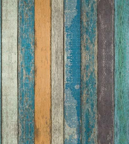 Papel Tapiz - Rustic Plank Wood Peel And Stick Wallpaper - W