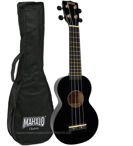 Imagen 1 de 8 de Ukelele Electroacustico Soprano Superior Negro + Funda Pua