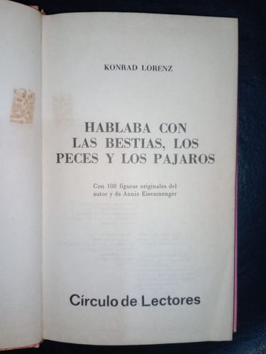Libro Hablaba Con Bestias Peces Pájaros Konrad Lorenz