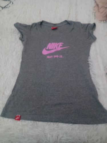 Remera Manga Corta Nike Gris T M Mujer