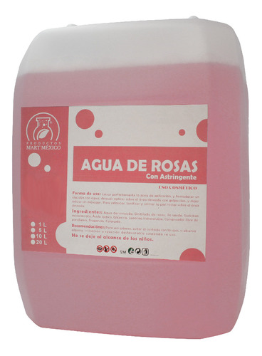 Agua De Rosas Con Astringente Facial Piel Grasa (5 Litros)