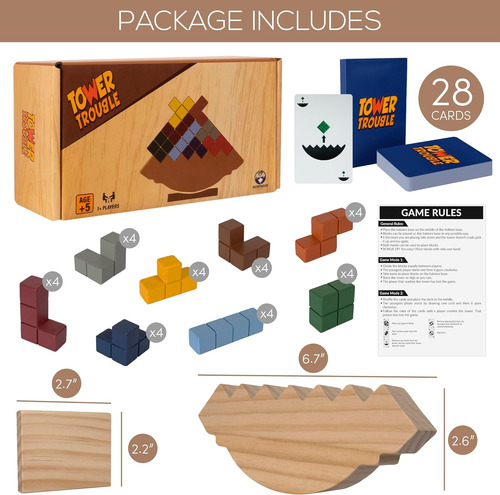 Juego De Torre Tetra De Madera - 32pcs Juego De Ataque De...