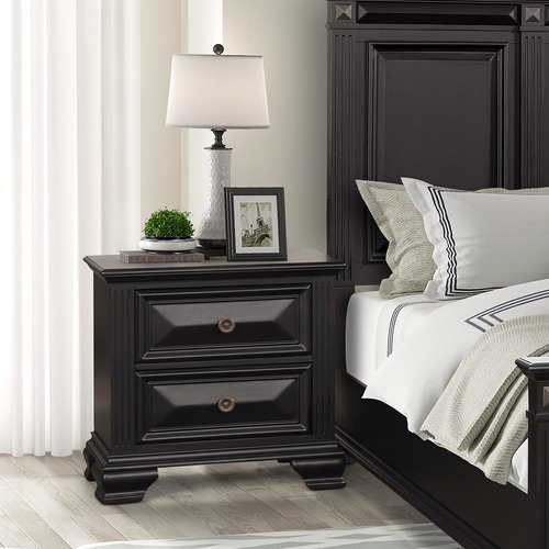 Roundhill Furniture Renova - Mesita De Noche Con 2 Cajones,.