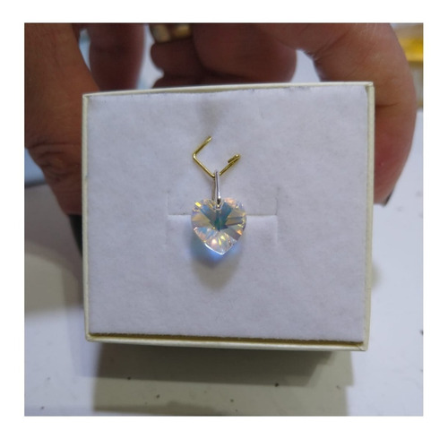 Imagem 6 de 6 de 10 Pingentes Cristal Swarovski Coração Boreal 1,0c Prata 925