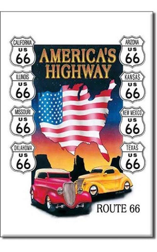 Iman Magnet Metálico Vintage Americas Highway Ruta 66