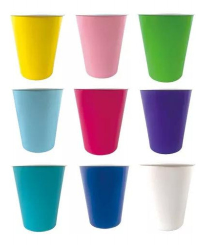 Vaso Polipapel Colores Lisos Mesa Descartable Cumpleaños X6