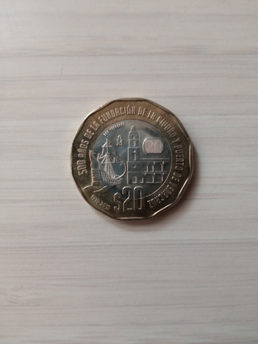 Moneda De 20 Pesos Fundación De Veracruz Excelente Condición