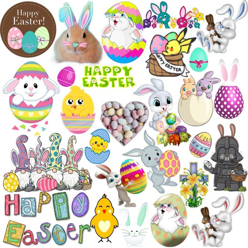 Stickers Conejos De Pascua Happy Easter Pack De 20 Unidades 