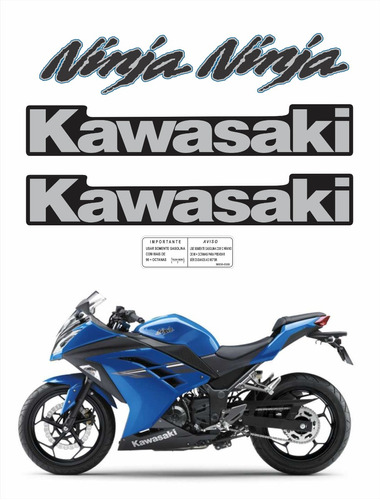 Kit Adesivo Faixas Compatível Kawasaki Ninja 300 Azul Nj008 Cor MOTO NINJA 300 AZUL