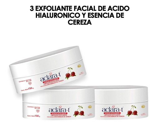 3 Exfoliante Facial De Acido Hialuronico Y Esencia De Cereza