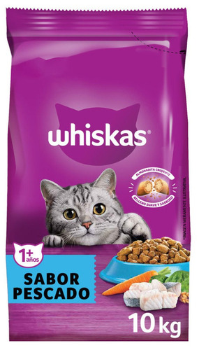 Imagen 2 de 11 de Whiskas Alimento Seco Para Gato Adulto Sabor Pescado 10kg