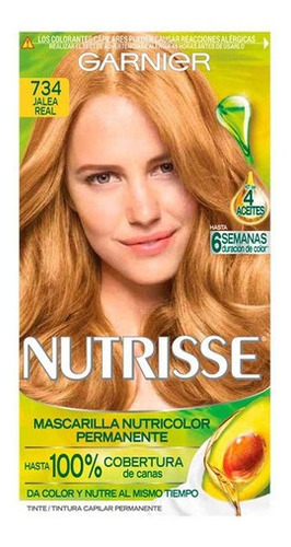 Kit Tinte Garnier  Nutrisse regular clasico Mascarilla nutricolor permanente tono 734 jalea real para cabello