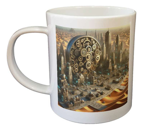 Taza Plastico Ciudad Mecanica Duna Engranaje Reloj M3