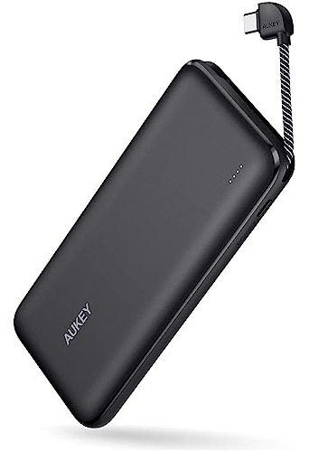 Power Bank 10000mah 18w With Built-in Usb-c Cable Ultra Slim