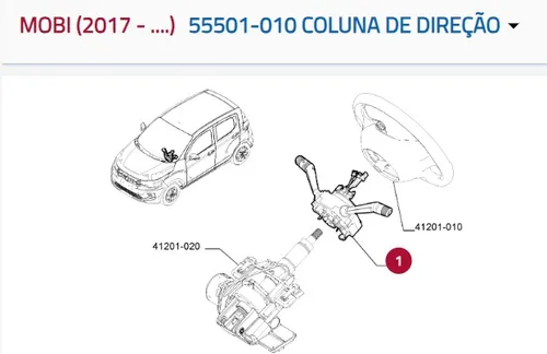 Chave Seta Alavanca Com Cinta Airbag Fiat Mobi 100233308 Chave Seta Alavanca Com Cinta Airbag Fiat Mobi 100233308