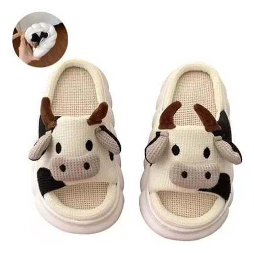 Lindas Pantuflas De Vaca Para Mujeres Hogar Interior E Exte