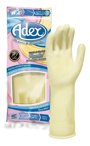 Guantes De Látex Pastel Amarillo Adex (1 Par)