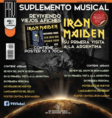 Prv-suple Musical Nº1 - Afiche Iron Maiden ´92 (ferro) + Cd